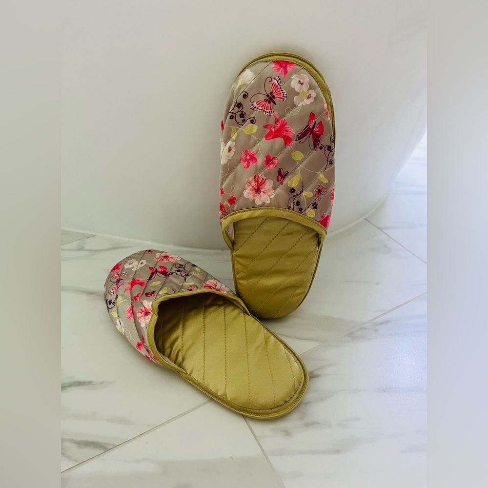 NaRaYa Thai Silk Floral Quilted Women's Indoor Slippers, Soft and Elegant